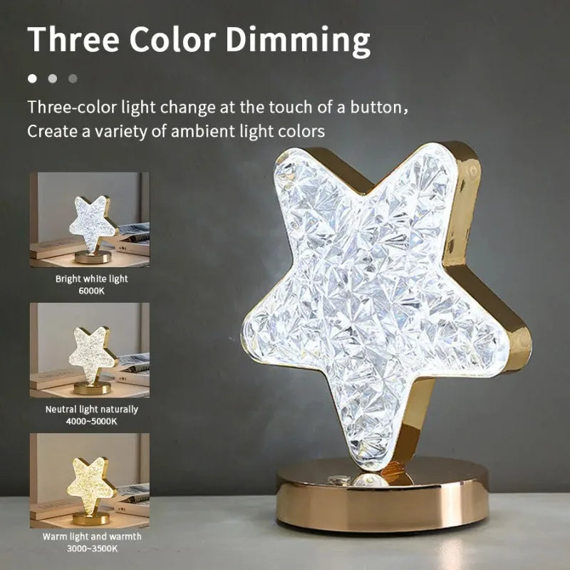 Crystal Touch Dimming Night Light USB 3D Moonlamp for Bedroom