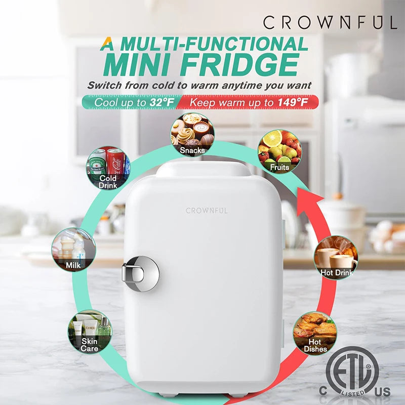 Crownful 4L Mini Refrigerator Portable Car And Home Fridge
