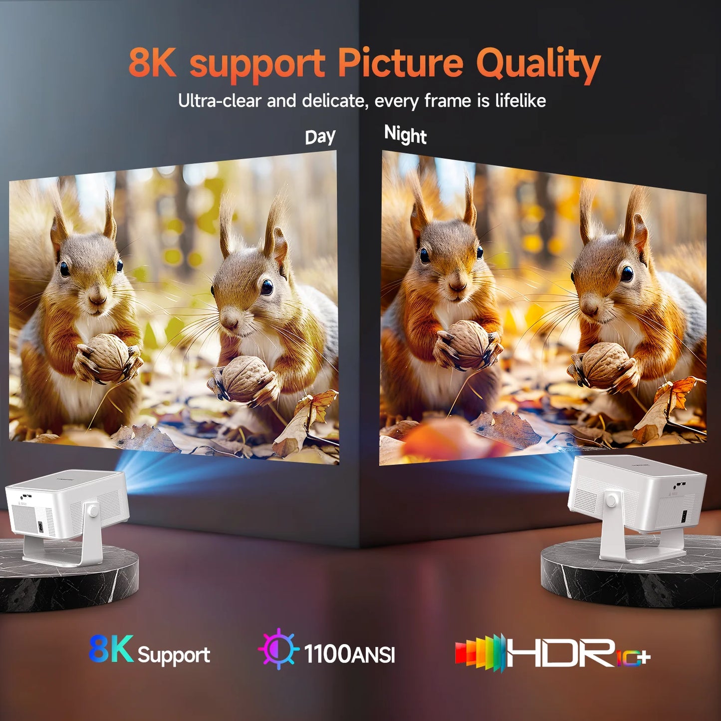 Magcubic HY450MAX Portable Outdoor Projector 1100ANSI 1080P Auto Focus 8K Support Android 14 WiFi6 Beam Mini Projector
